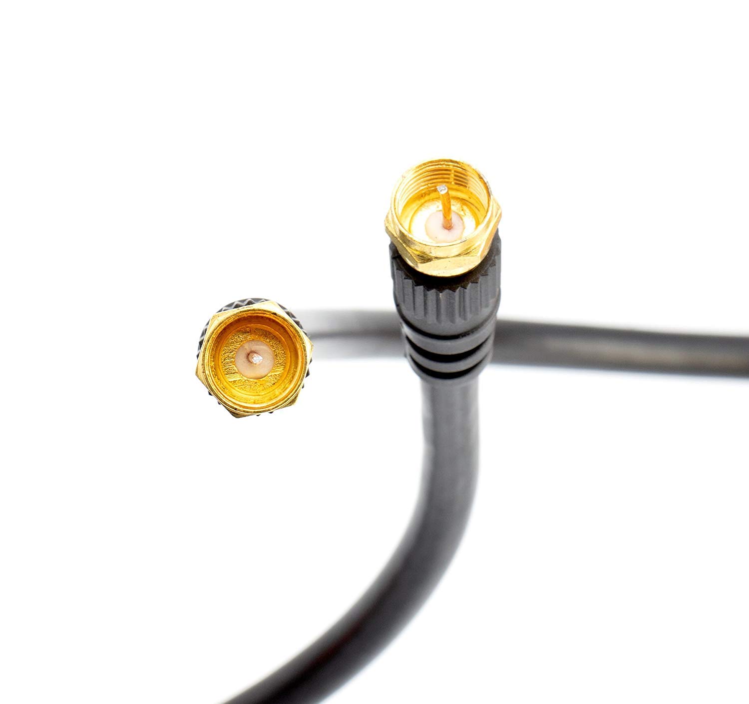 THE CIMPLE CO Coaxial Cable, 100 FT, Gold Easy Grip Connectors, 75 Ohm, RG6 F-Type Coax TV Cable, Black