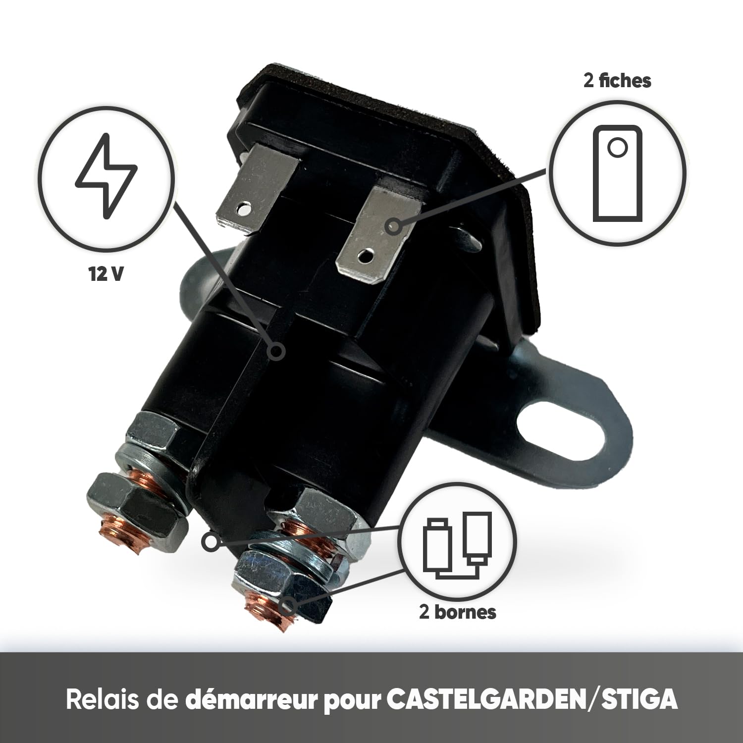 Image secondaire de GREENSTAR - Relais De Démarreur - Pièce De Remplacement Adaptable Pour Tondeuses Autoportées Modèles Castelgarden & Stiga - Fixa