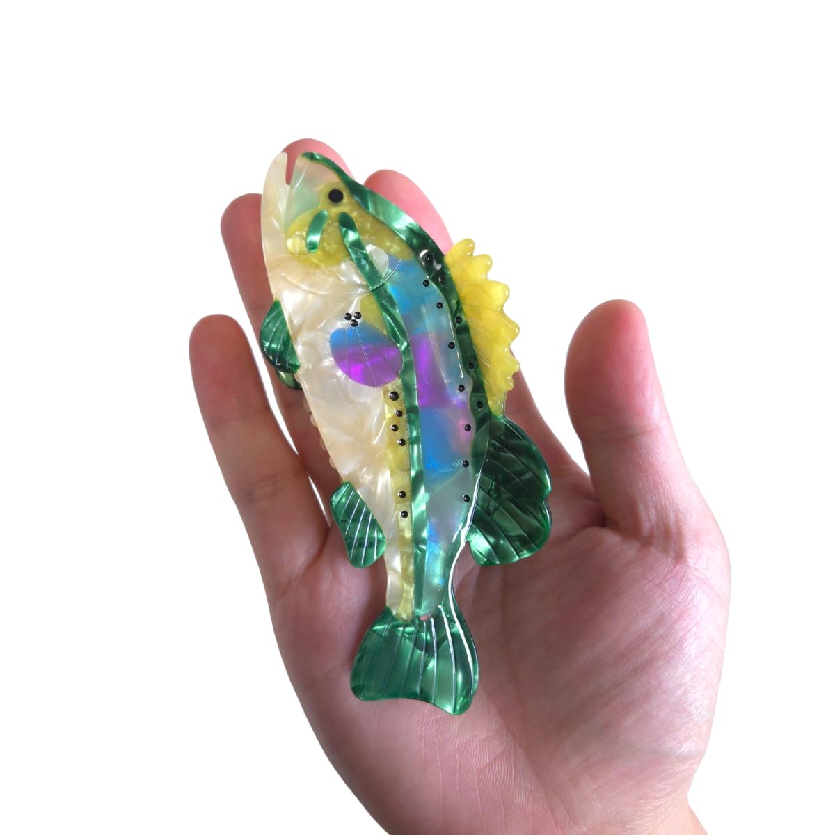 Novelty Aquatic Animals Hair Clips,Green Perch Fish Hair Clip,Cellulose Acetate Hair Clips,Big Claw Clips for Women - Image 7