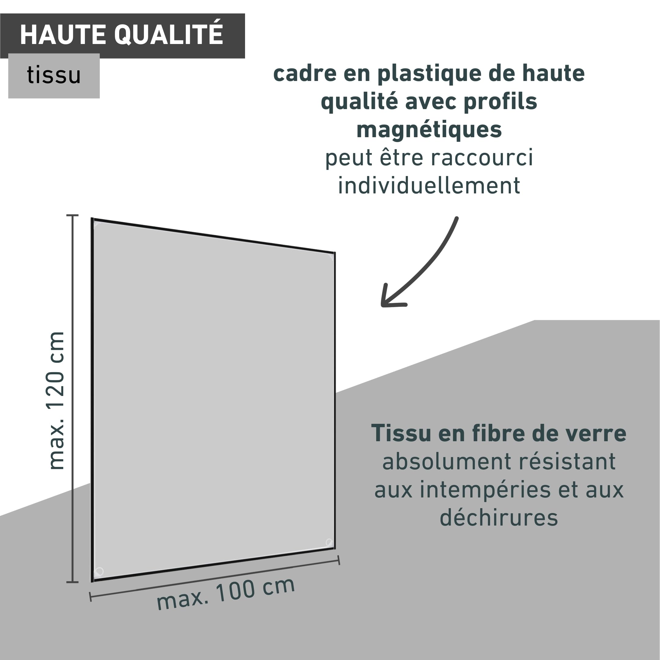 Windhager Moustiquaire fenêtre magnétique, 100x120 cm, blanc, cadre aimanté sans perçage, maille fibre de verre résistante, recoupable, montage facile pour fenêtres standard, 04300
