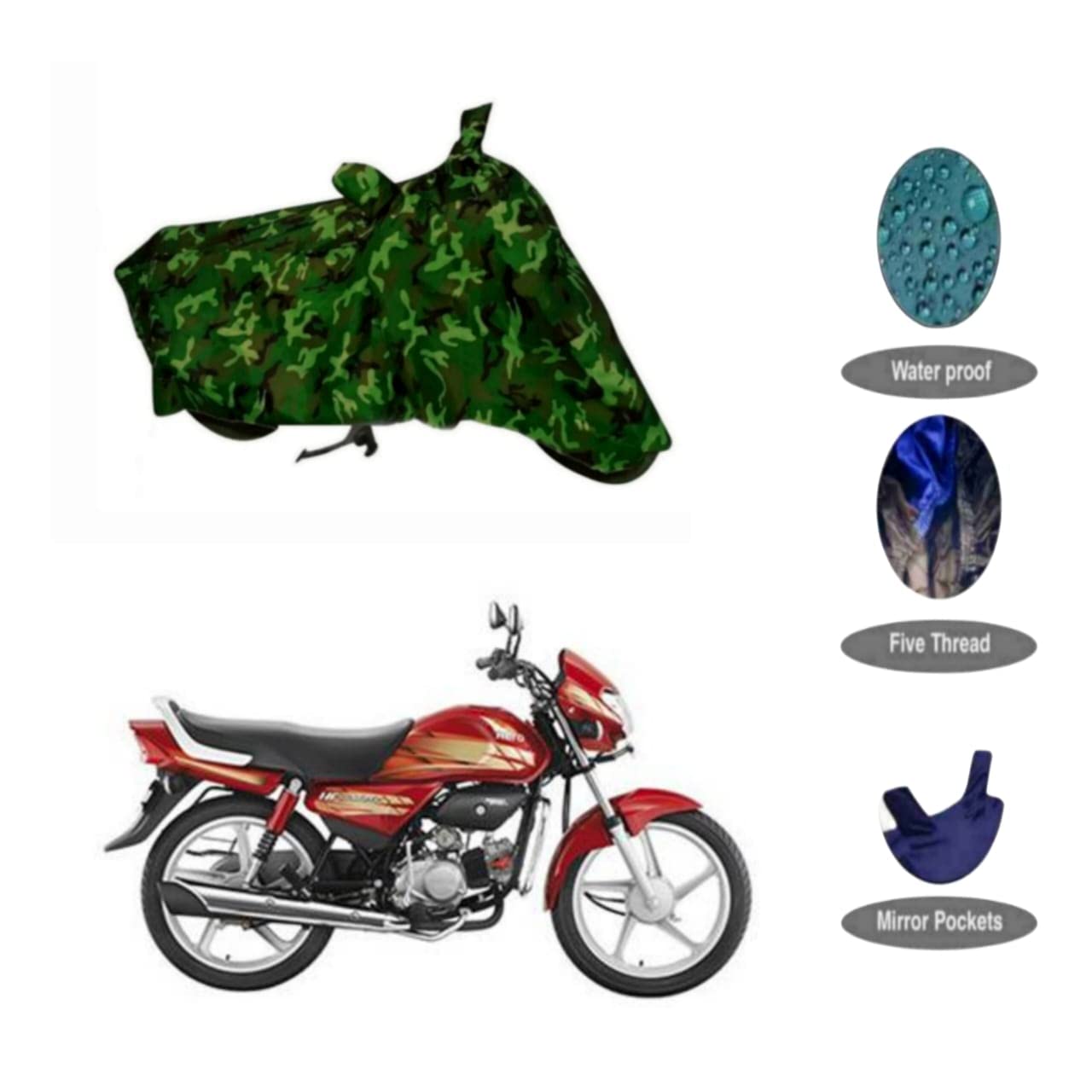 Hero HF Deluxe Cover with Water Resistant & Dust Proof Premium Polyester Fabric (Jungle Green) - A Perfect Cover for HF