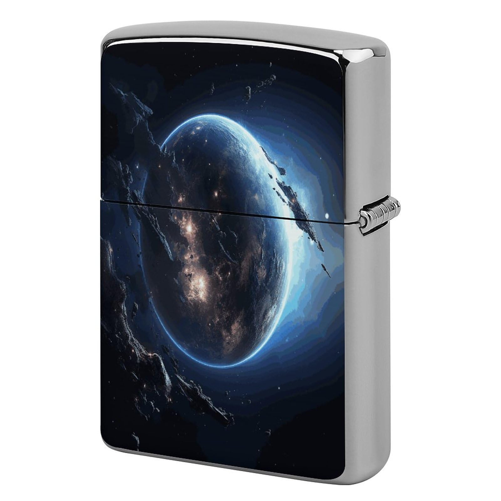 Fodpand Style Earth And Moon Metal Lighter Case Cover Lighter Sleeve