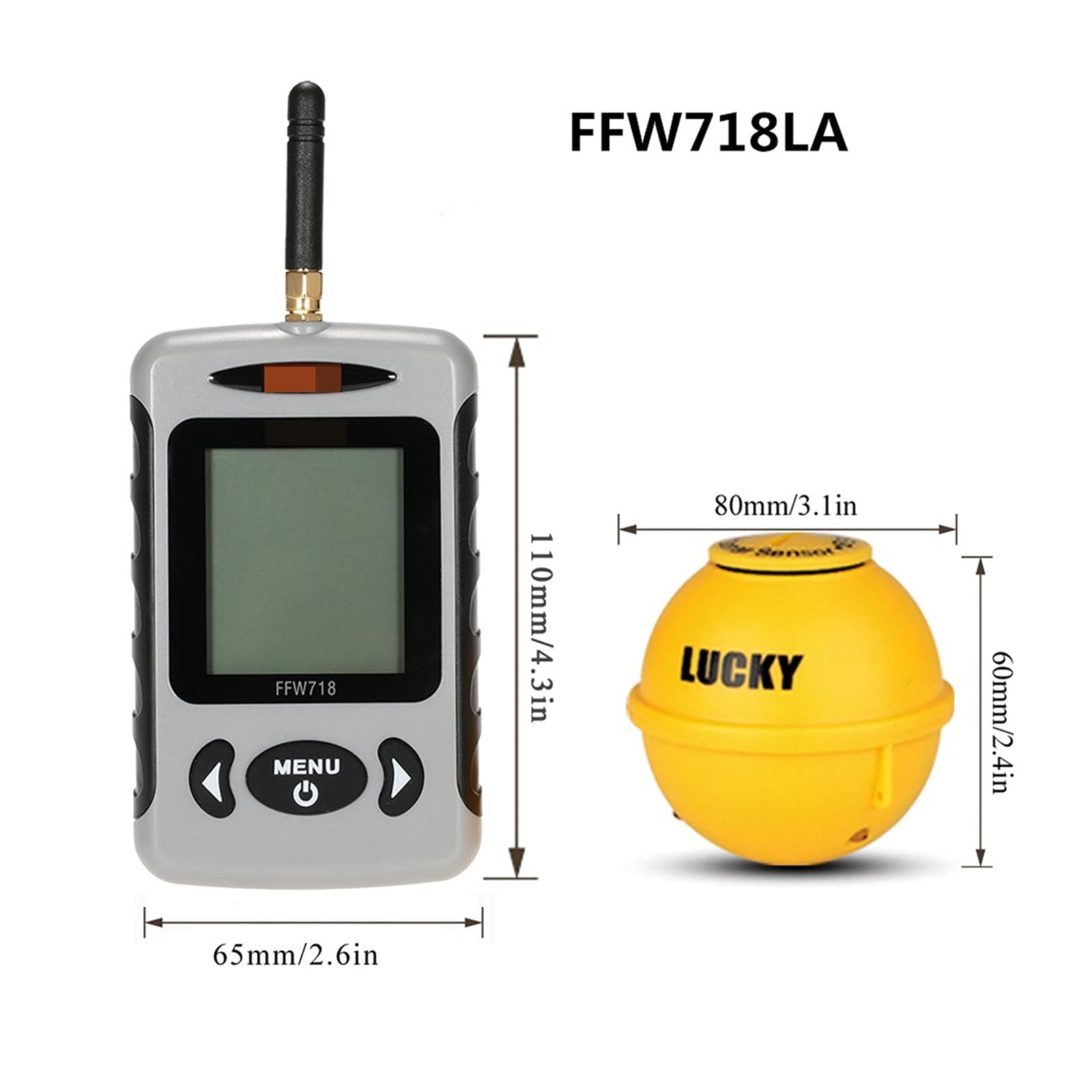 Ecoscandaglio Subacqueo, Finder di pesce portatile wireless 4 5M / 135FT. Allarme dell ecoscandaglio del sensore sonar for il lago fiume dell'oceano Pesca(FFW718)