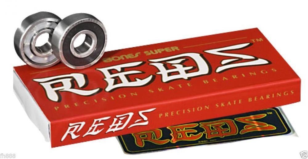 Bones Super Reds Skateboard Bearings + 4pcs Bearing Spacers