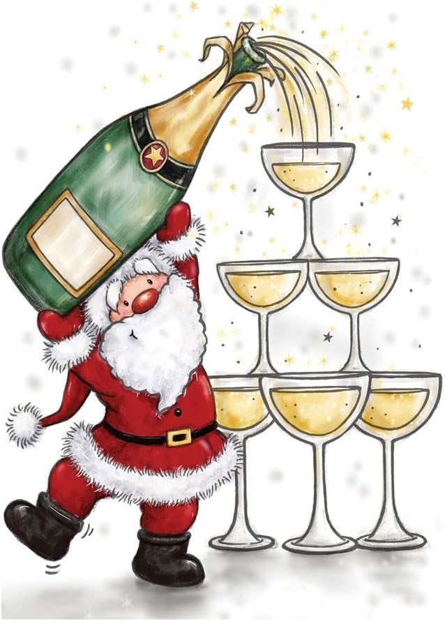 Wild Rose Studio Santa with Champagne Clear Stamp Set, 66 x 85mm