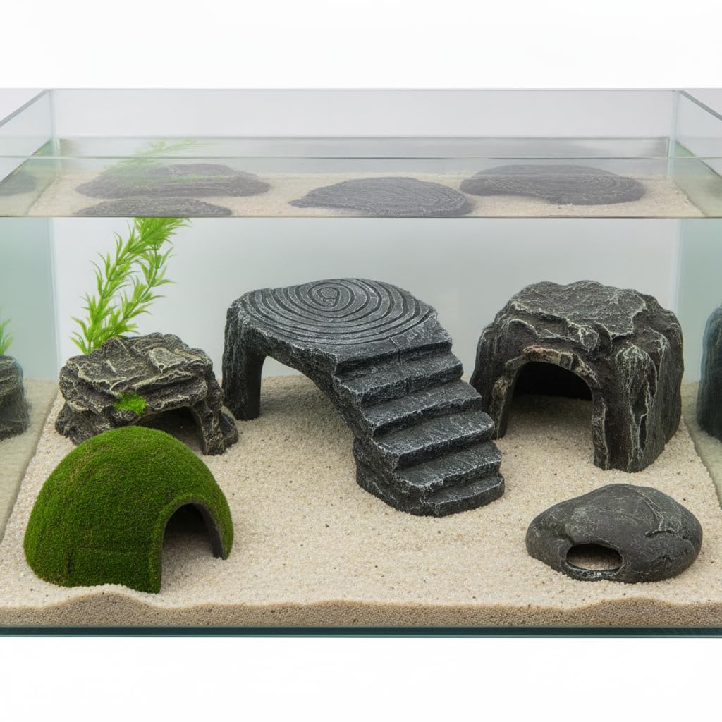 Décor d’Aquarium à, Résine, Grande Plateforme Triangulaire