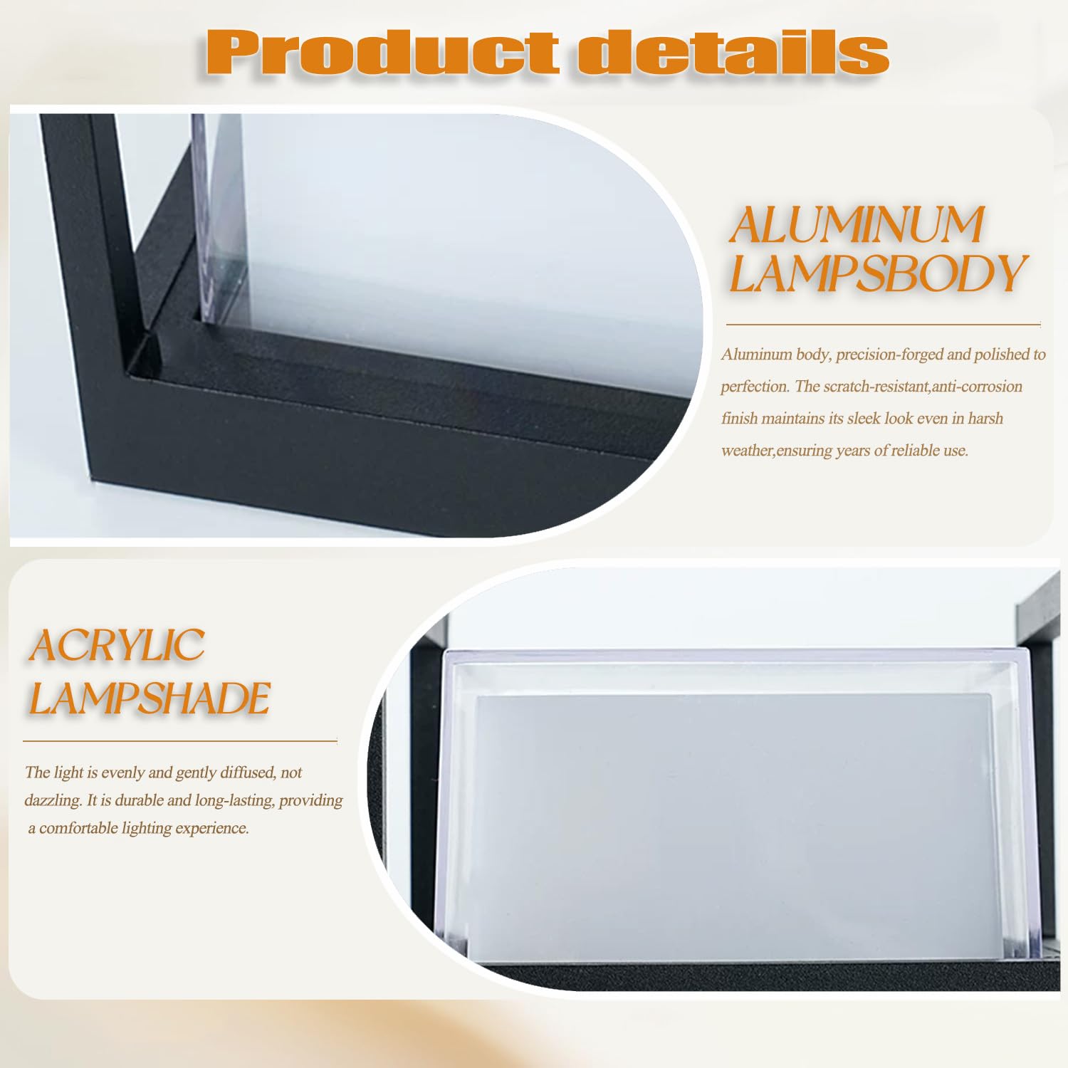 Aplique de Pared LED Moderno para Exteriores, 12 W, 3000 K, para Porche y Patio, con cableado Fijo, luminaria Exterior de Aluminio Impermeable IP65 para Puerta Principal, Garaje y jardín.