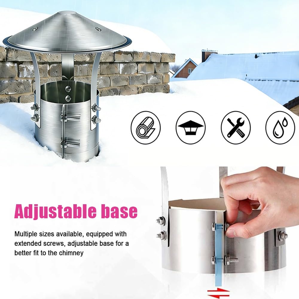 Tapa De Chimenea Para Techo 75 100 170 180 220 315mm Sombrero Para Chimeneas De Acero Inoxidable, Sombrerete Chimenea Cobertura A Prueba De Lluvia(315mm/12.4in)