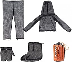 DONGKER Tenue De Anti Moustique, Maille Veste Anti-moustiques Costume, 4 Pièces, Veste Capuche & Pantalon & Mitaines & Chaussettes Ensembles, pour Camping Cyclisme Randonnée Pêche