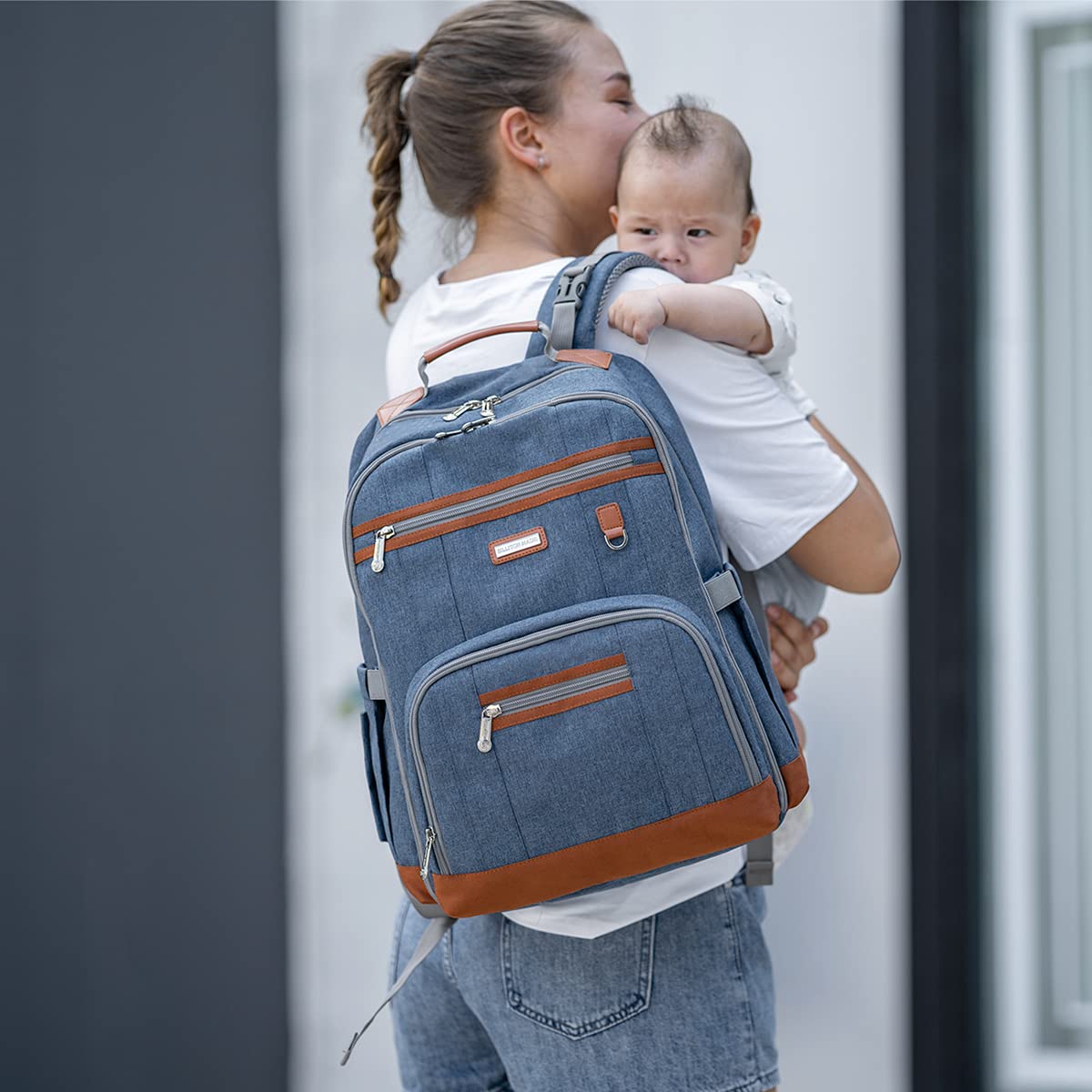 Diaper Bag Backpack, Large Baby Nappy Bags with Portable Changing Pad for Boys and GirlsMultifunction Travel Baby Bag for Moms Dads, Shower Gifts Waterproof and Stylish，Deep Blue