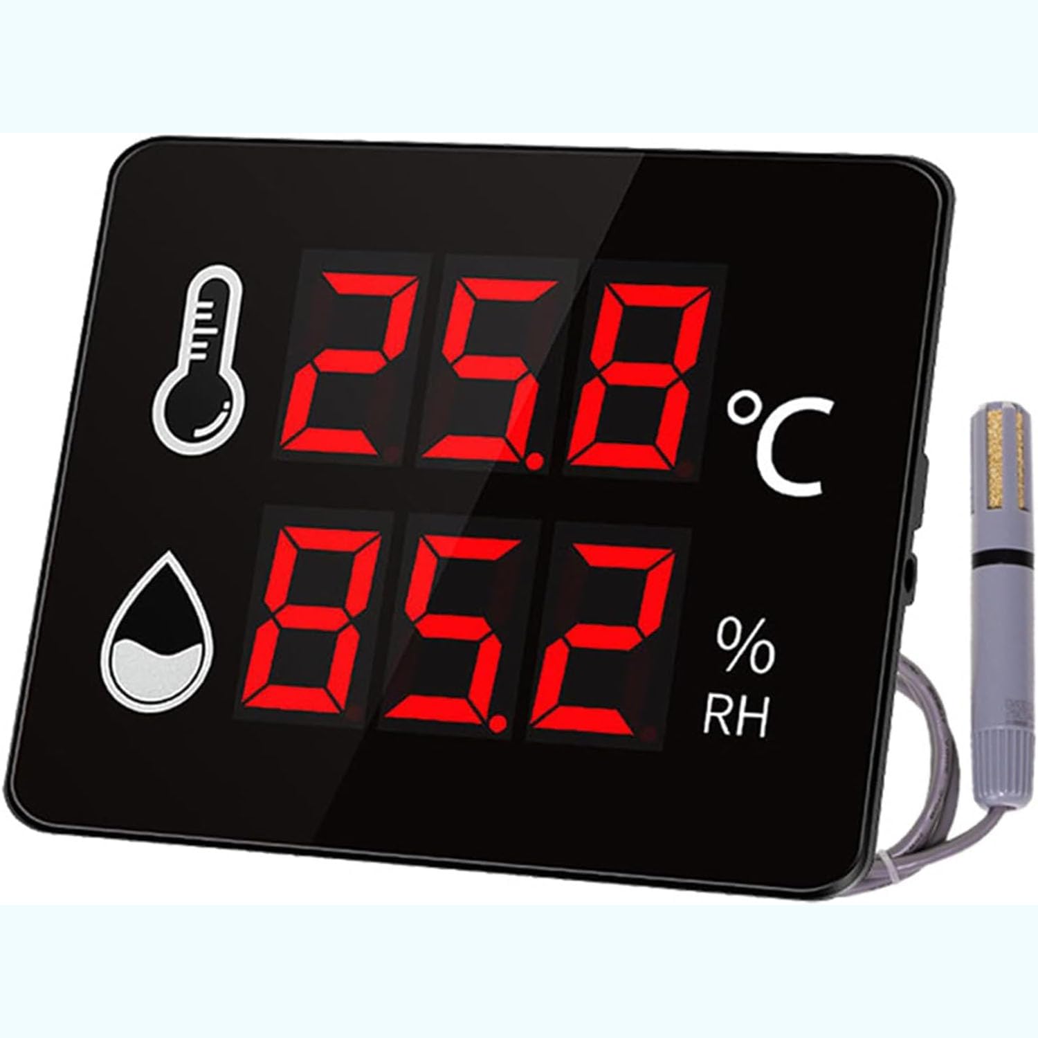 Monitor digitale a sensore, misuratore industriale di temperatura e umidità, temperatura -40~100°C, con display a LED a grande schermo, allarme limite superiore e inferiore, per interni/esterni, indus