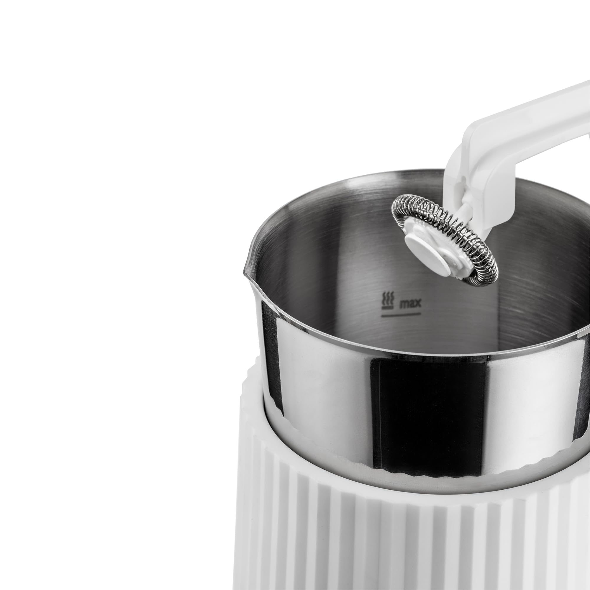 Alessi Plissé MDL13 W - Cappuccinatore Multifunzione ad Induzione, in Resina Termoplastica con Bricco in Acciaio Inossidabile, Spina Europea, 600 W, 35 cl, Bianco