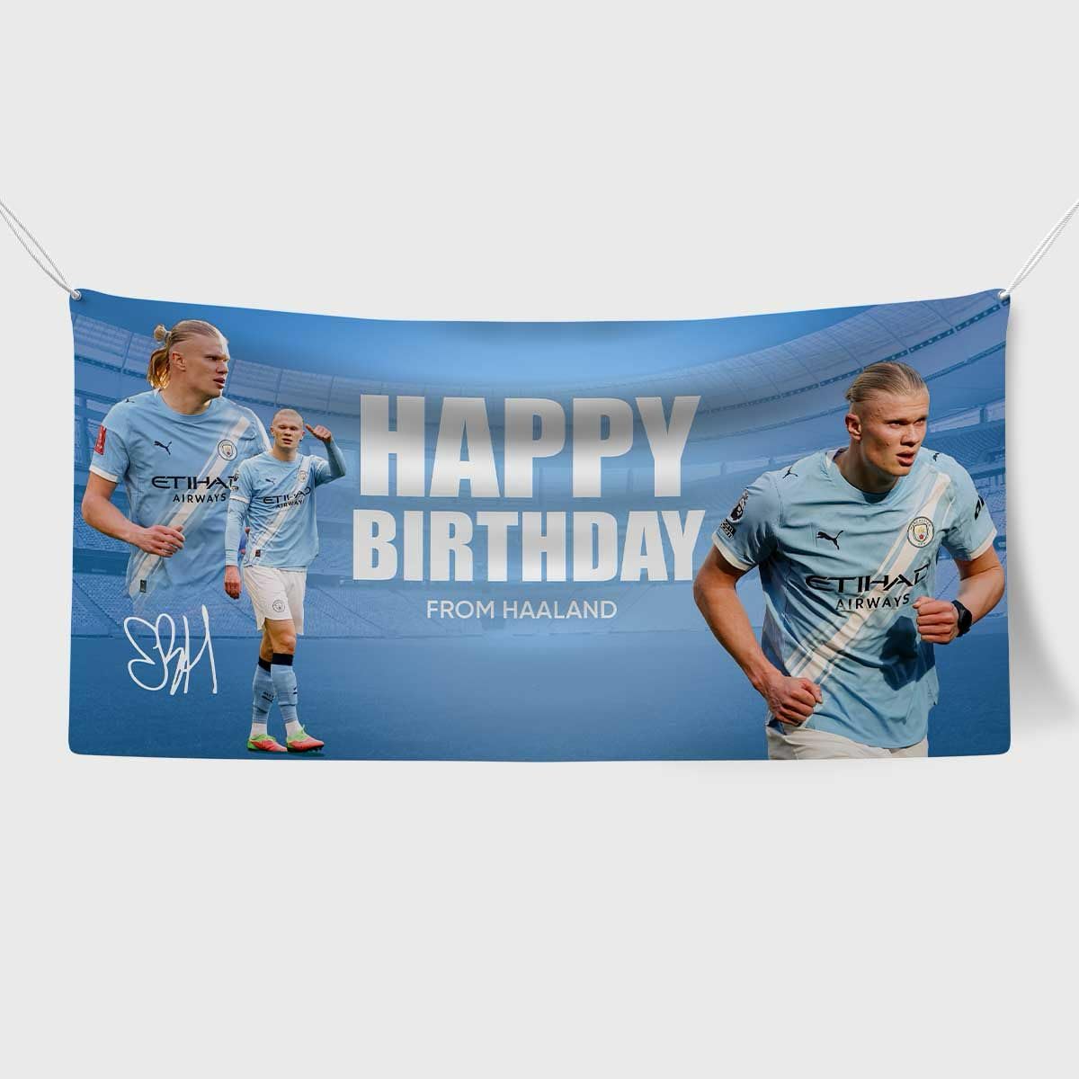 Personalized Erling Haaland Football Birthday Banner Custom Name Soccer Theme Party Decoration for Boys Kids Sports Backdrop Wall Decor Custom Photo Banner