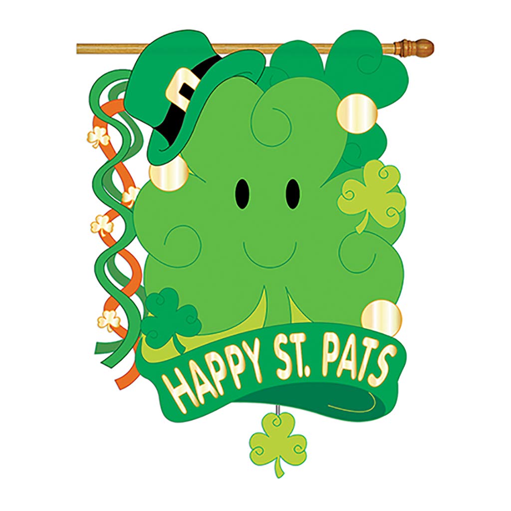 Two Group - St. Pat's 3D Spring - Seasonal St Patrick Applique Decorative Vertical House Flag 28" x 44"