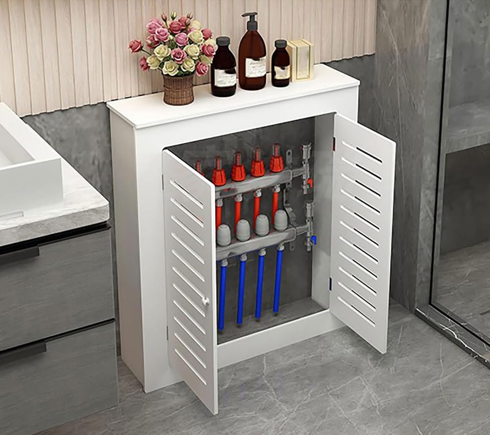 Mueble para tapar radiador antiguo con organizador de almacenamiento blanco de diseño moderno