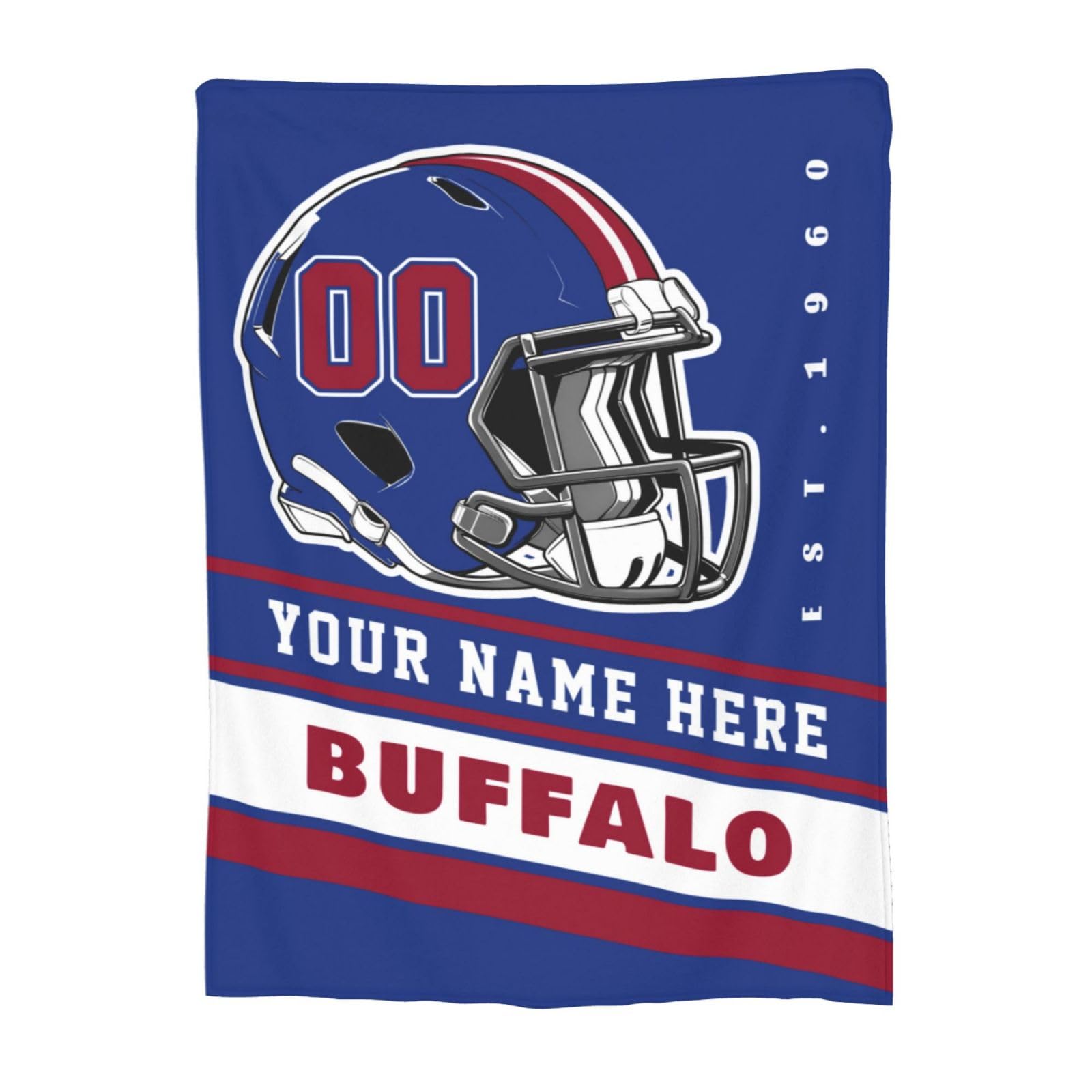 Custom Buffalo Blanket Personalized Football Throw Blankets Customized Any Name and Number Blankets Soft Flannel Blankets for Men Women Teen Adults