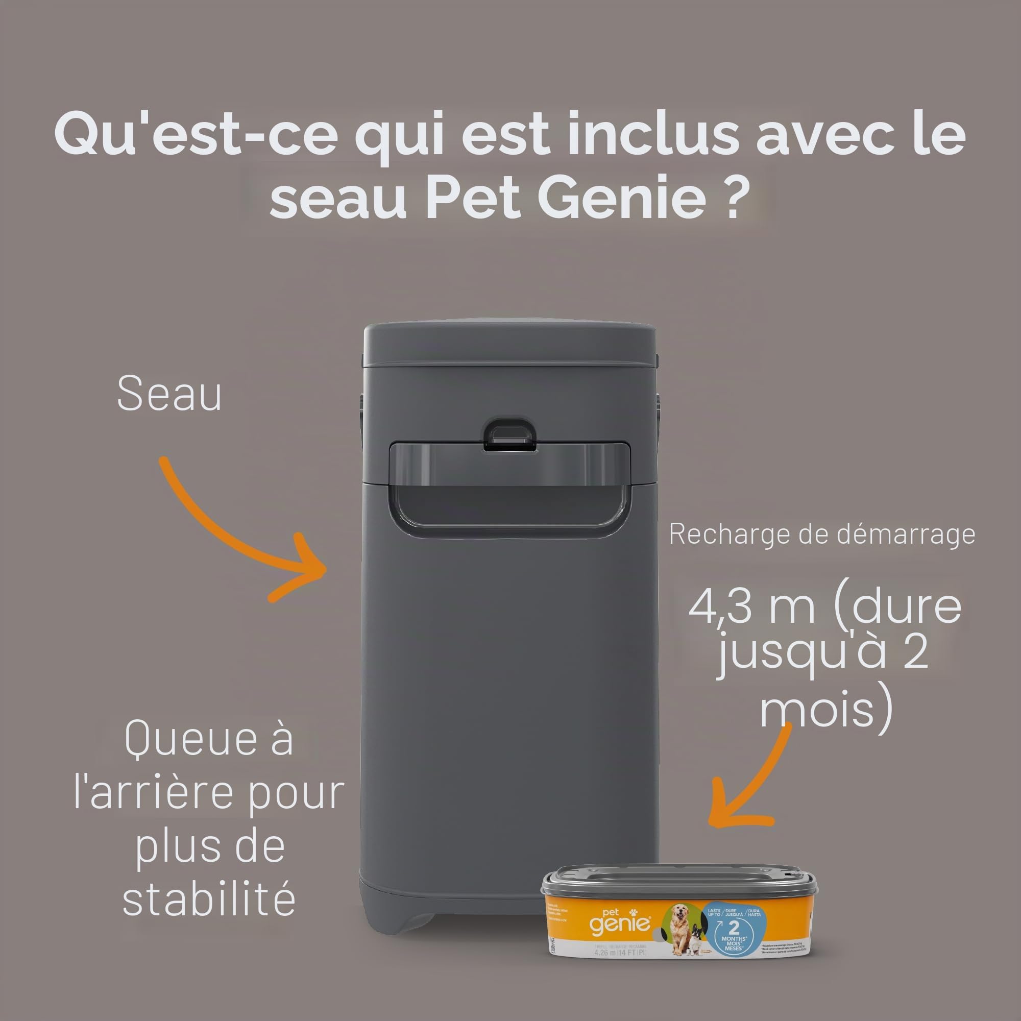 Litter Genie Pet Genie - Poubelle pour déjections Canines avec Technologie Anti-odeurs - Inclus 1 Recharge Qui Dure jusqu'à 2 Mois