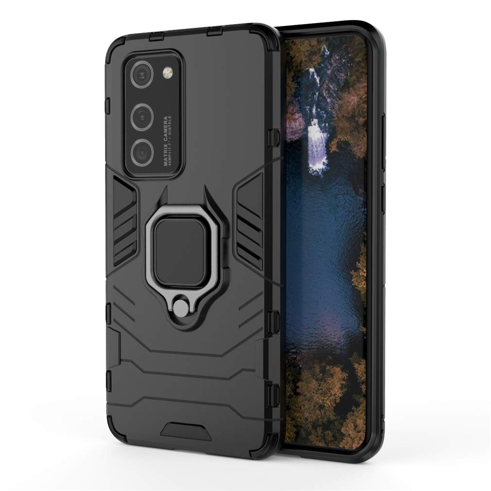 CHcase Huawei P40 Pro Funda, Anillo Metálico Sujeción Soporte Antichoque Rígido Caja (Funciona con el Montaje de Coche Magnético) Doble Capa Sólido Case Carcasa para Huawei P40 Pro -Black Plus Gray — view 44