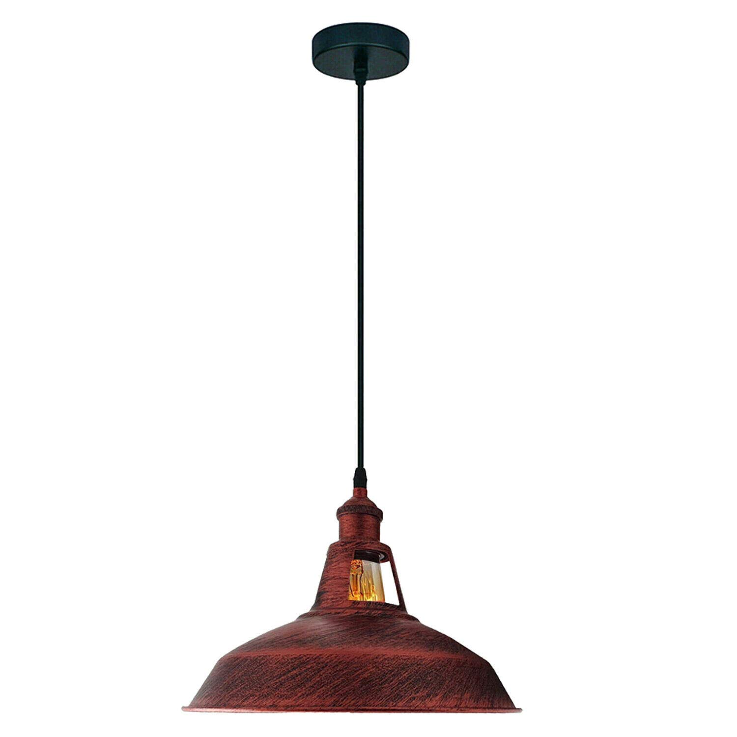 LEDSone Vintage Pendant Light Retro Industrial Metal Ceiling Light Fitting for Home Office Bedroom Coffee Shop (Rustic Red)