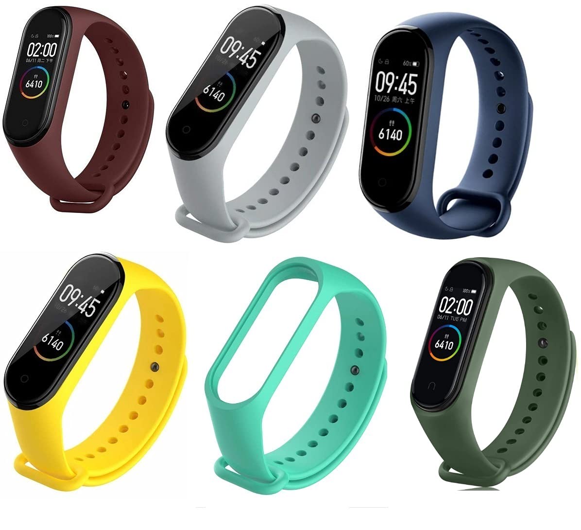 Waylon Band Compatible with Mi Band 3 / Mi Band 4 Wristband Silicone Strap (Combo, Pack of 6) (Wine-Grey-Navy-Yellow-Dark Green-Army) (B092PZSGLY) Amazon Price History, Amazon Price Tracker