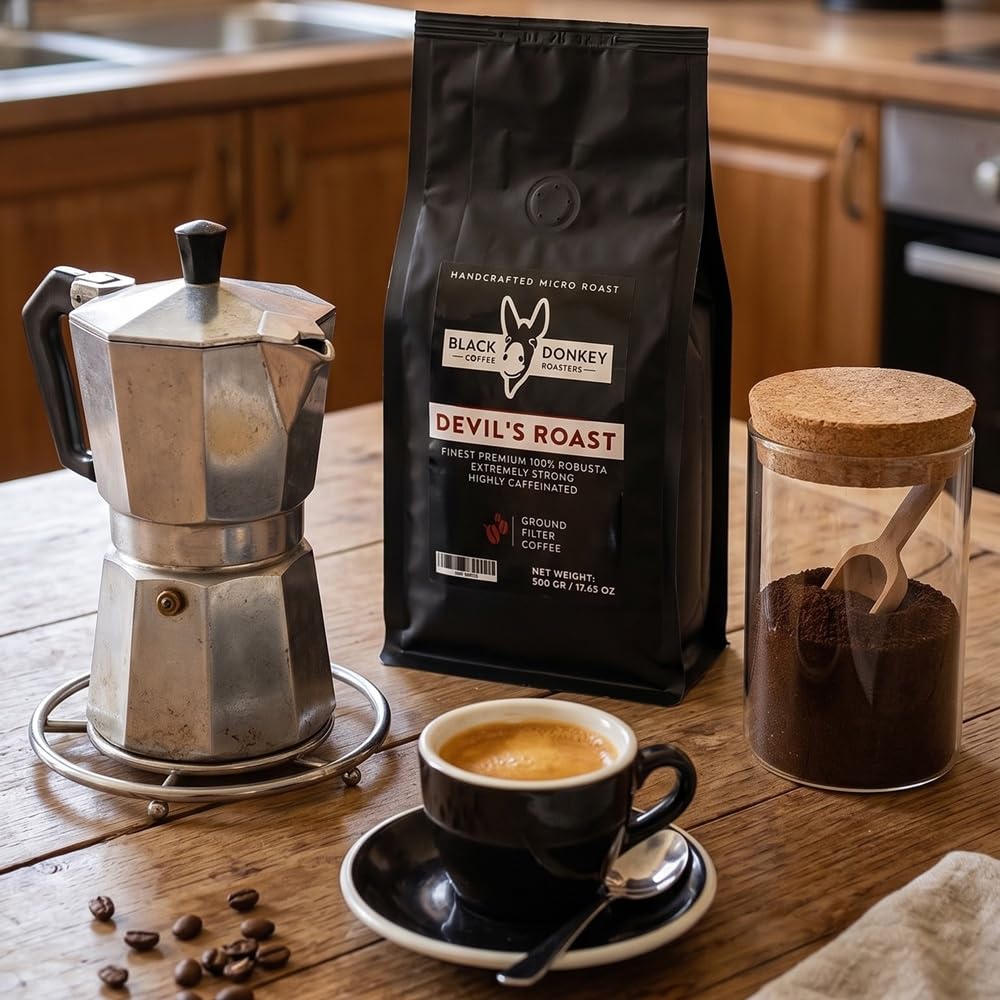 DEVIL'S ROAST | Kawa Mielona (500g) | Mieszanka Robusty | Wysokiej Jakości Robusta z Black Donkey