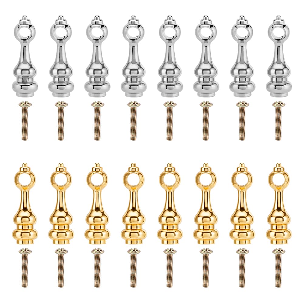 AHANDMAKER 16pcs Furniture Connectors Platinum & Gold Cabinet Knobs Metal Spindles for Glass Railing Dresser Drawers Kitchen Hardware Christmas Home Renovation Decoration 38x12mm