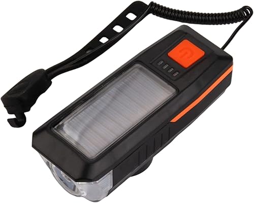 Luz delantera para bicicleta, luces USB y luz solar recargable frontal con bocina súper brillante impermeable 3 modos de linterna para ciclismo