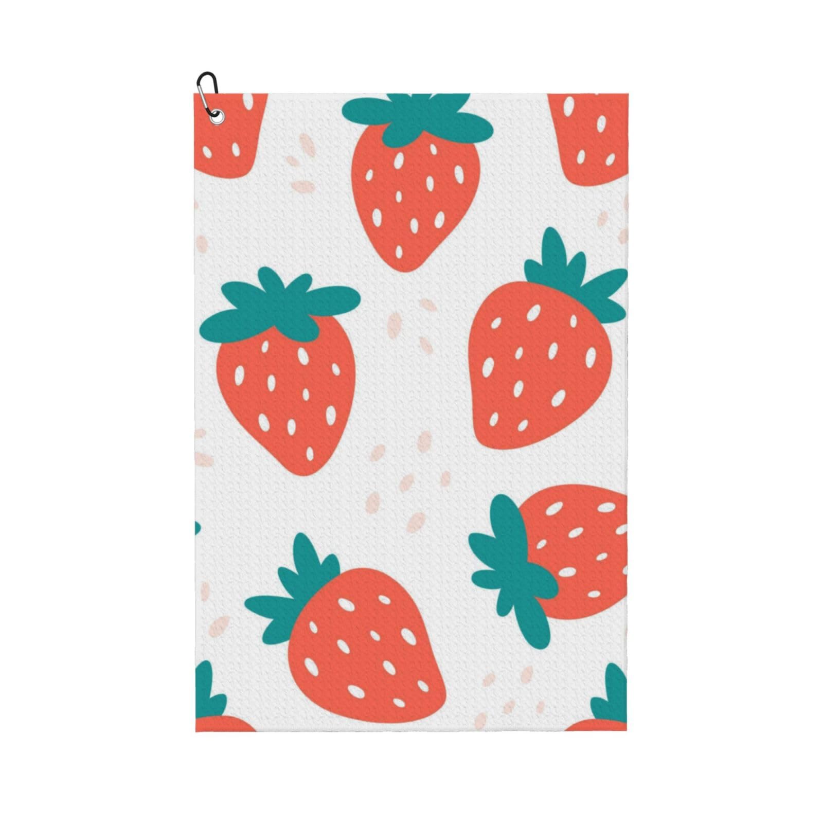 Hnnkloy Strawberry, 16x24 in Portable Waffle Golf Towels with Carabiner Clip for Golf Bag