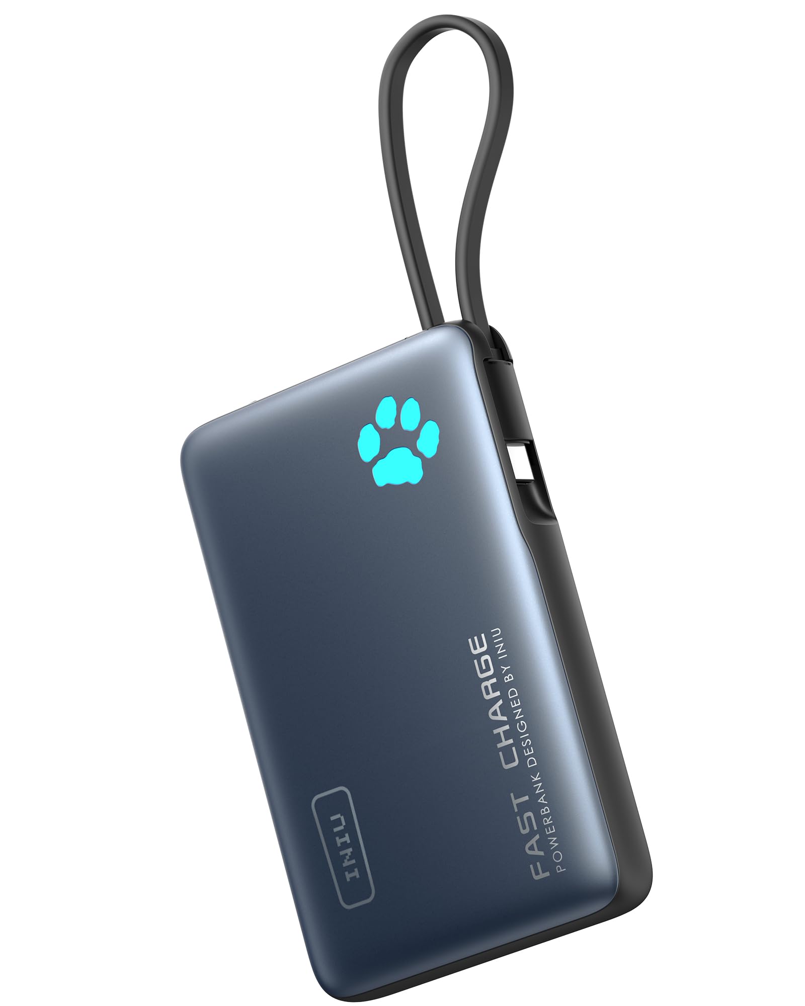 INIU Portable Charger, Ultra Slim 10000mAh PD 20W Power Bank with Built-in Cable, External Phone Powerbank Compatible with iPhone 15/14/13/12/11, Samsung S22/S21, Google, AirPods, iPad, etc.