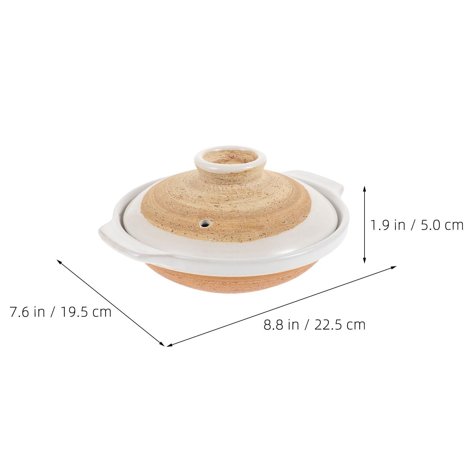 OUNONA Olla de Barro de 450ml con Tapa de Arcilla para Cocina Tradicional Asiática, Realza Sabor Auténtico y Limpieza Fácil, Adecuado para Cenas Familiares