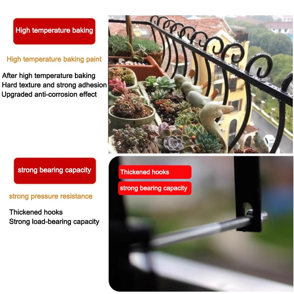 Wisząca donica na ogrodzenie, donica na balustradę, donica ścienna zewnętrzna, pogrubiona i wzmocniona, duża nośność, odpowiednia do parapetów, ścian, na zewnątrz (100 cm)