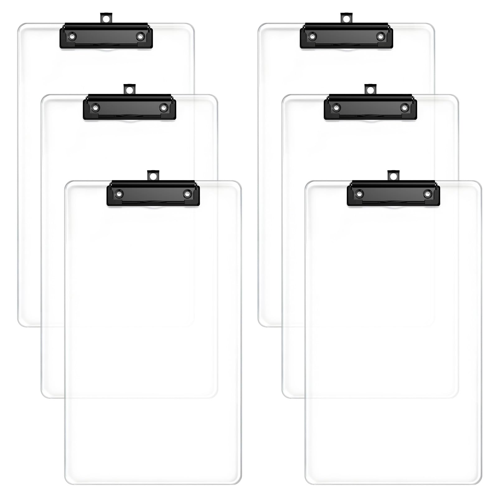 Zoenley Legal Size Clipboard Set of 6, Clear 8.5 x 14 Clip Board for Lawyer, Nurse, Business, with Low Profile Black Clip, Office & School Supplies