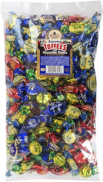 Walkers Nonsuch Milk, Brazil Nut, Liqurice, Eclairs Etc Assorted Toffees and Chocolate Eclairs Bulk Bags For All Occassions Sold BY KIdzbuzz (1 Kg)