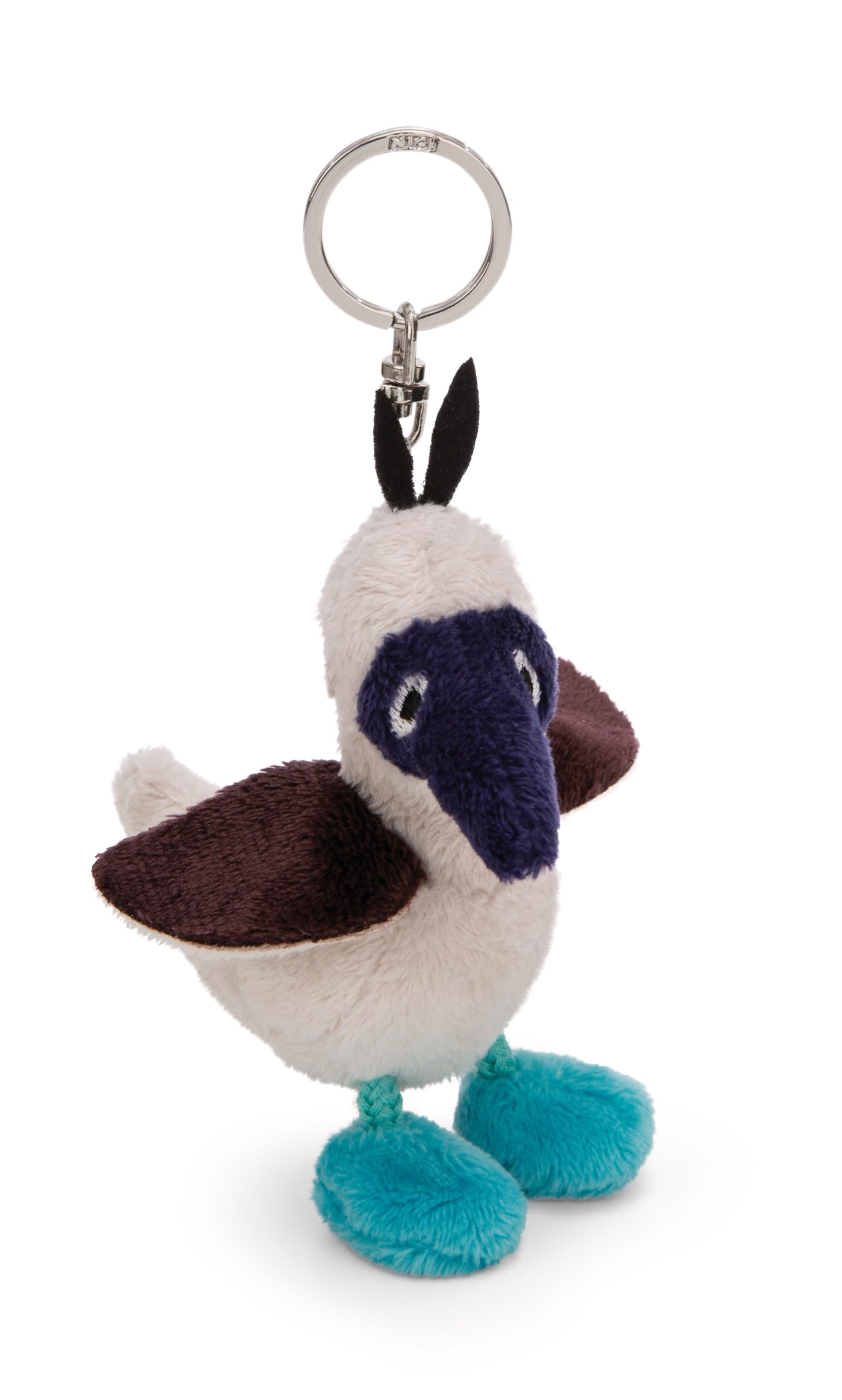 NICI Keyholder blue-footed booby Sula 10cm beige - Soft toy companion cuddly animal pendant with metal ring to hang on keys, cord, bag, and more