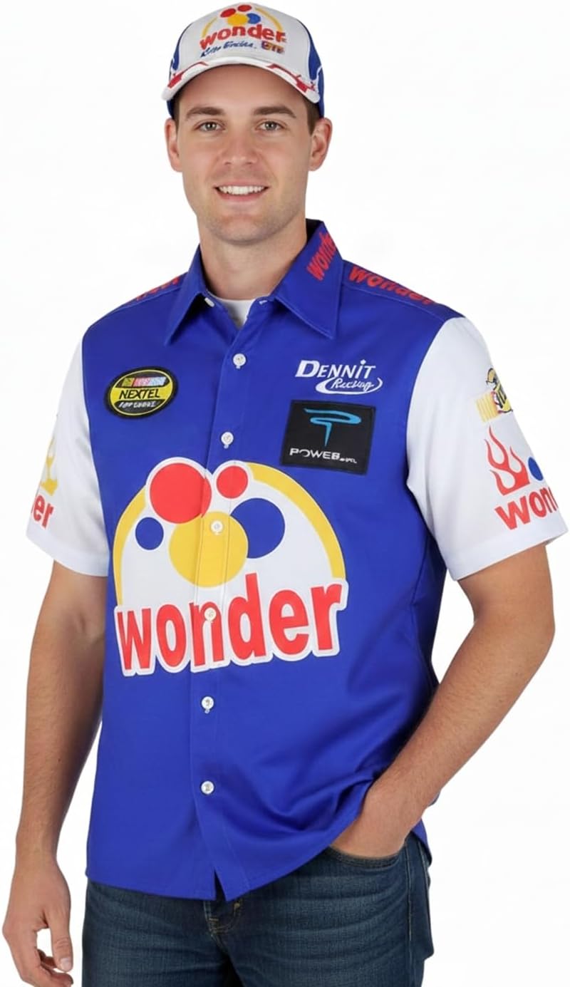 Ricky Bobby Shirt Talladega Nights Crew + #26 Wonder Bread Cap hat (M) Blue/White