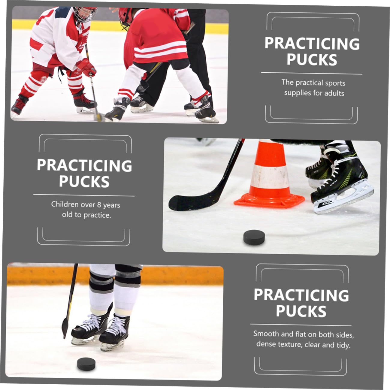 9pièces Rondelles De Hockey sur Glace Noires pour Entraînement Et Pratique sur Patinoire