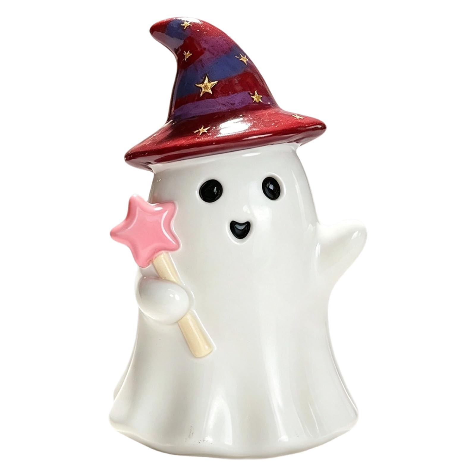 gibxiyza Halloween Ghost Resin Figurine, Cute Pumpkin Witch Hat Statue