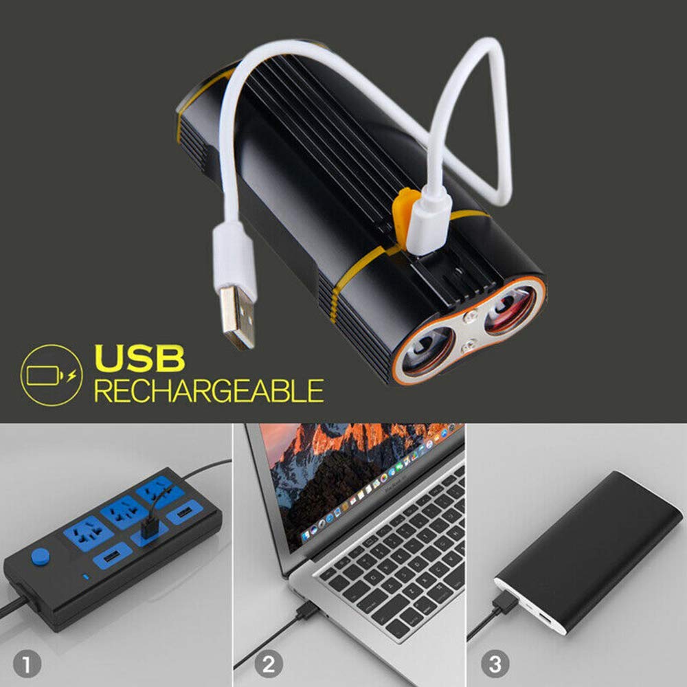 SANWAN Lot de 2 phares avant de vélo étanches rechargeables par USB 6000 lm
