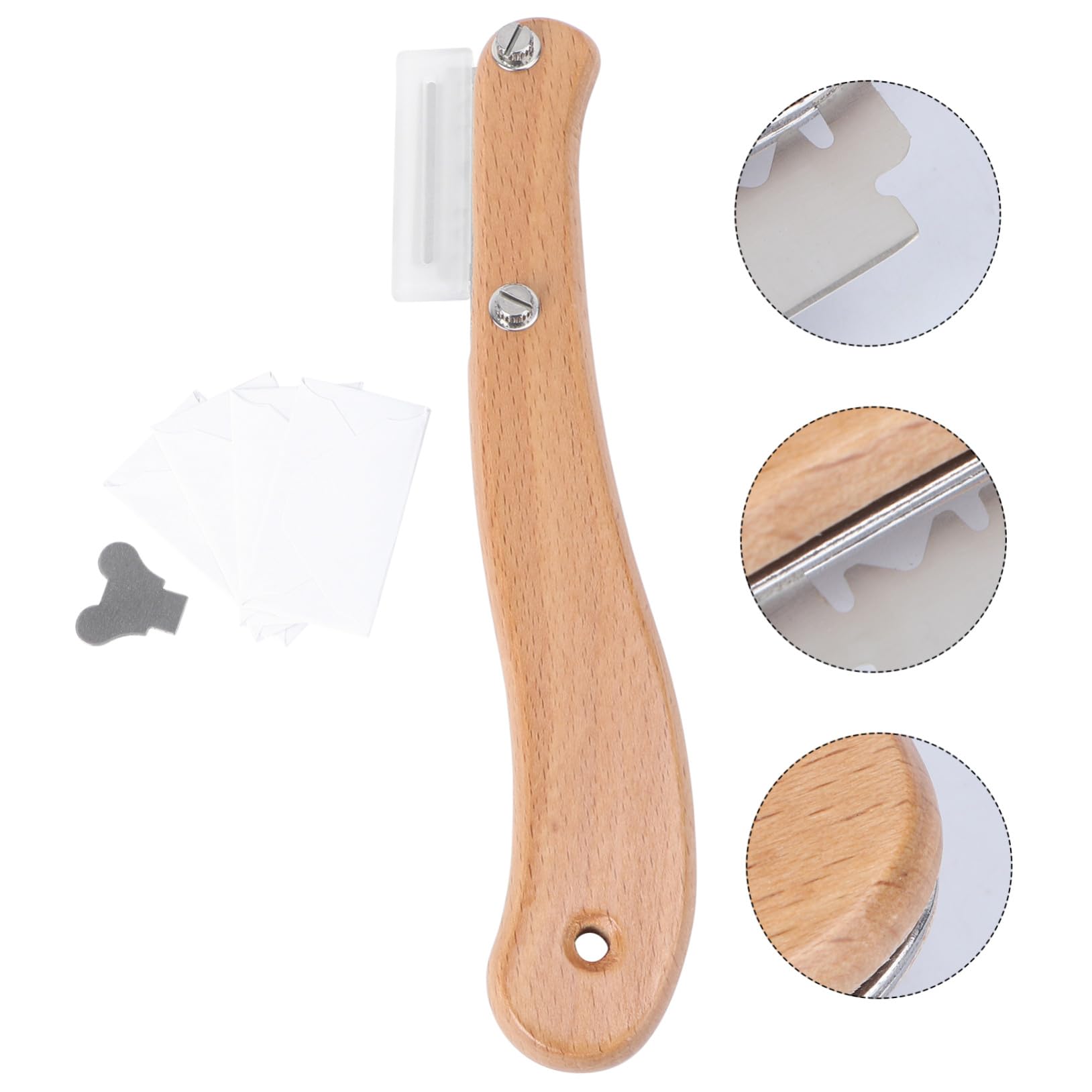 Healifty Couteau à Pain Courbé 304 Acier Inoxydable Avec Manche En Bois, Lame Remplaçable 5 Pièces, Trancheuse Pâtisserie Pour Découpe Précise, Outil La Cuisine Professionnel Pour Pain Et Gâteau