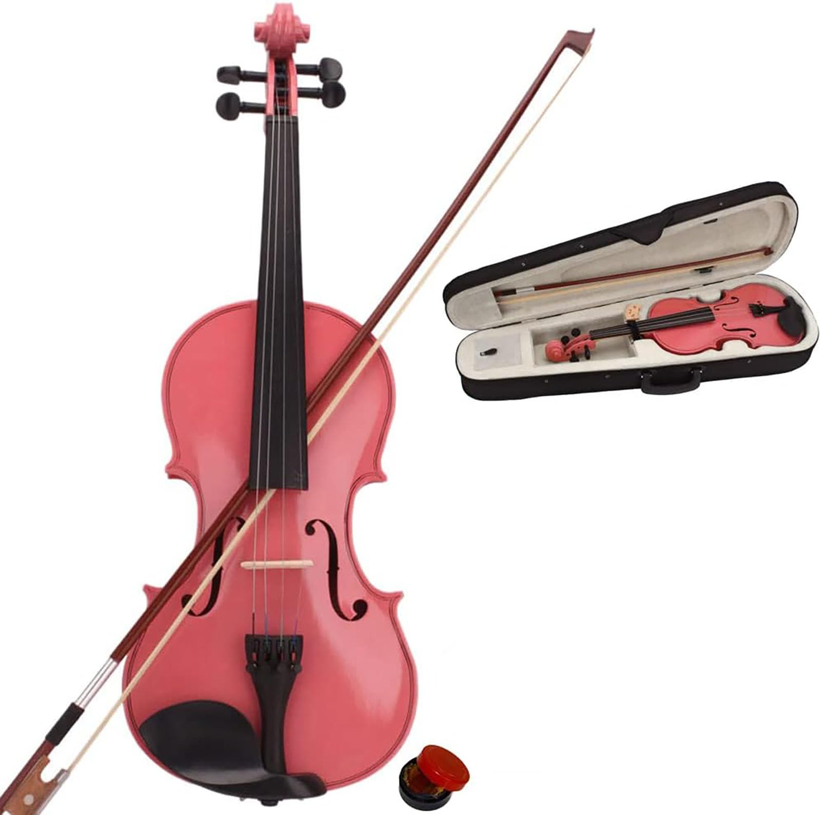 Geige für Kinder, Akustikgeigenset mit Etui, Bogen und Kolophonium - Perfektes Starter-Set für Kinder und Erwachsene,4/4,Pink