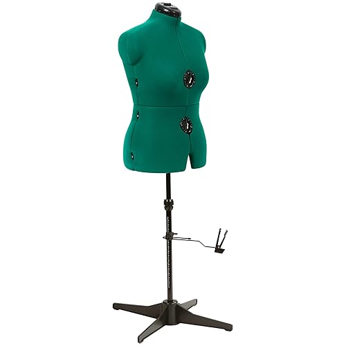 Dritz Sew You Adjustable Dress Form M/L, Sizes US 12β18, Female Sewing Mannequin with Pinnable Body Torso, 12 Dials for Accurate Fitting & 360 Hem Guide - Medium - Opal Green