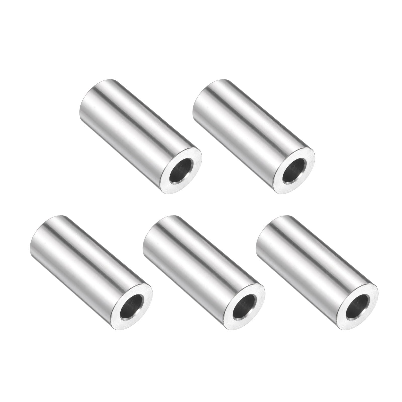 uxcell 5pcs Stainless Steel Spacer 3/8" Bore x 3/4" OD x 1-3/4" Length Screw Bushing Plain Finish Round Metal Spacer for M10 Screws Bolts and Rods