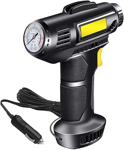 Gosuguu Inflador de neumáticos de 150 PSI, bomba de neumáticos automática de 12 V L09 con manómetro digital con luz LED de emergencia, compresor