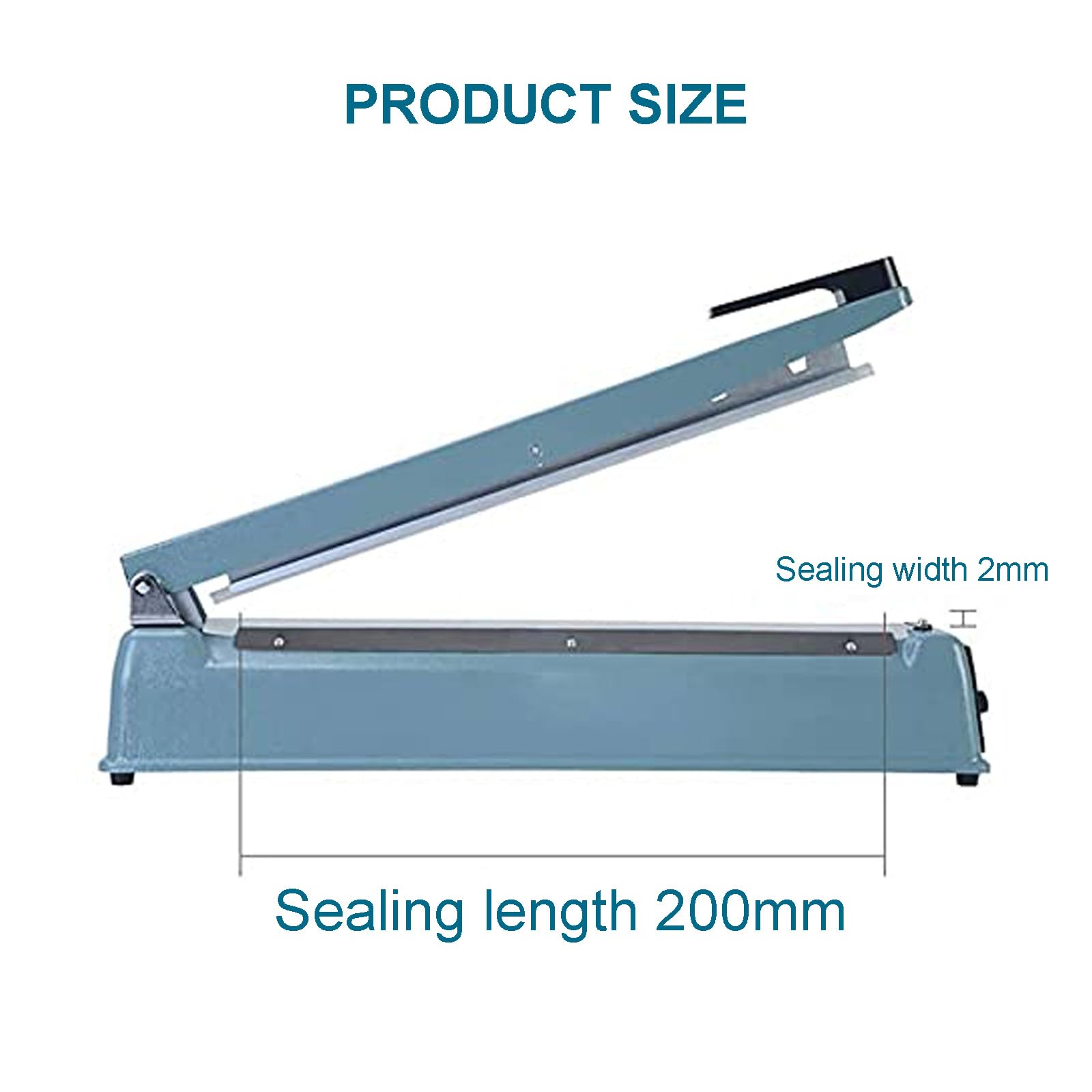 Selladora Térmica Manual De 200 Mm con Revestimiento Antiadherente, 40 Sellados/min, 8 Ajustes De Temperatura, Longitud De Sellado De 20 Cm, Ideal para Envasado De Alimentos.,200mm