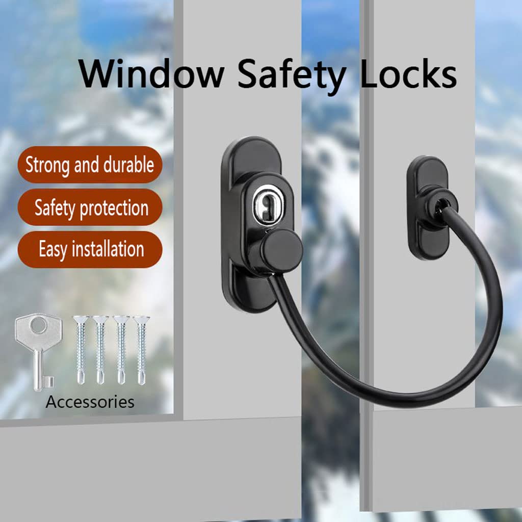 Cerraduras de restricción de ventanas, cerraduras de seguridad a prueba de niños para ventanas de UPVC, incluye tornillos y llaves para aplicaciones domésticas y comerciales