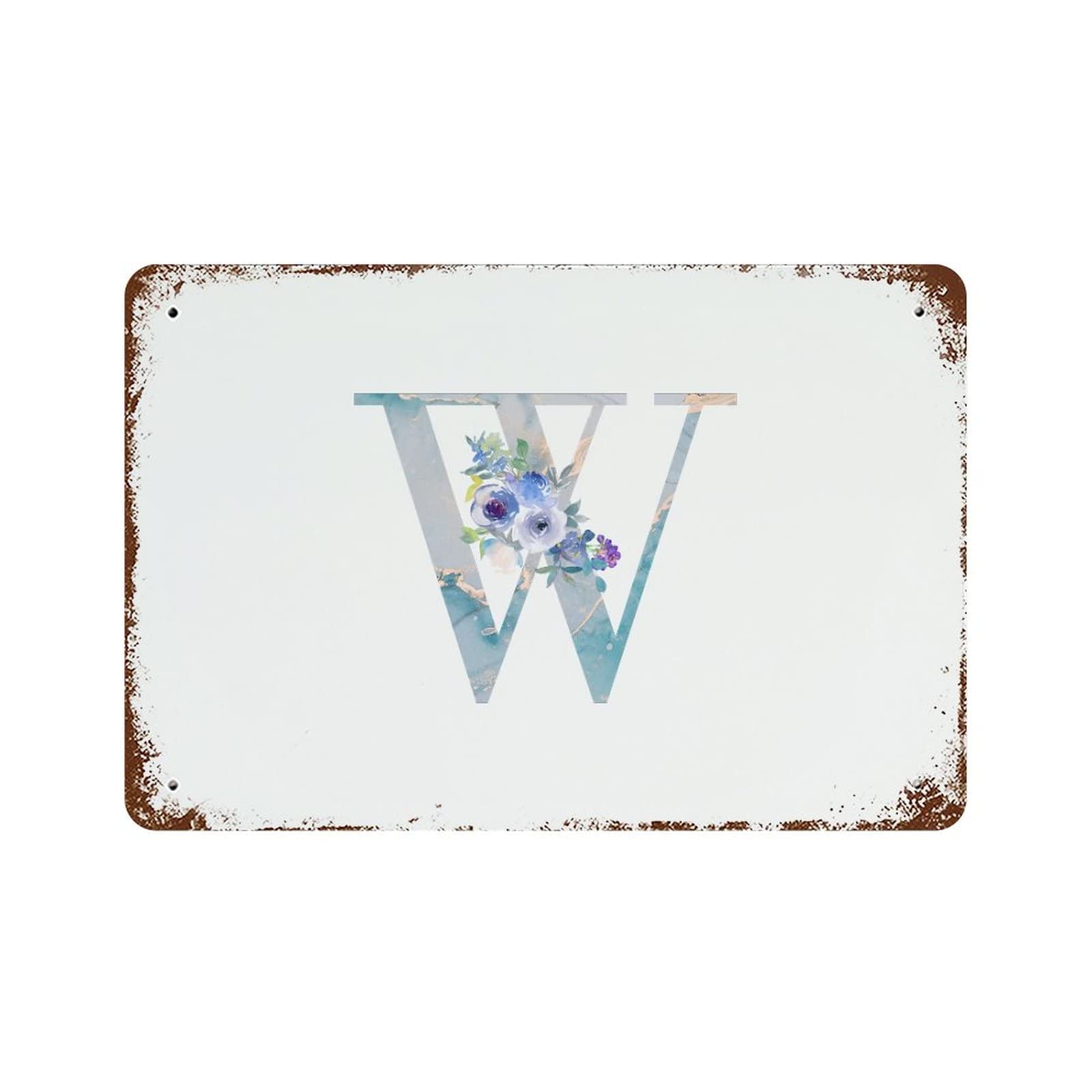 Lettre W monogramme floral encre bleue de qualité supérieure