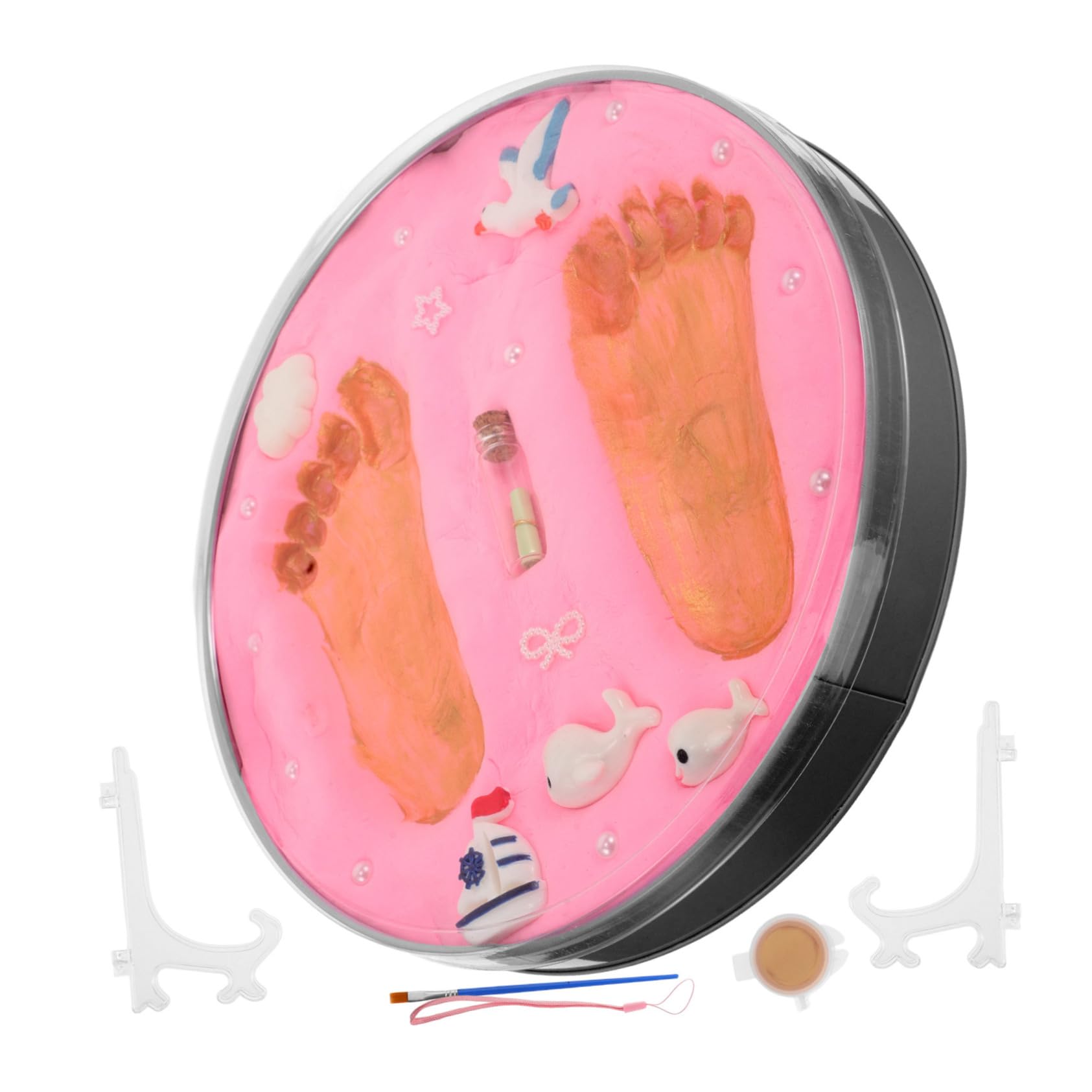 Kit Impronta Manina e Piedino per Bebè in Fango Rosa