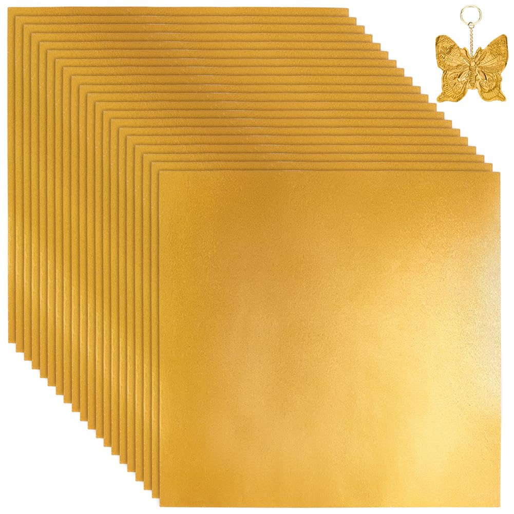 BENECREAT 100 hojas de lámina dorada en relieve de 15 x 15 cm, lámina metálica de aluminio para manualidades, cuadrados de estaño dorado para pintura, grabado, gofrado y proyectos artísticos