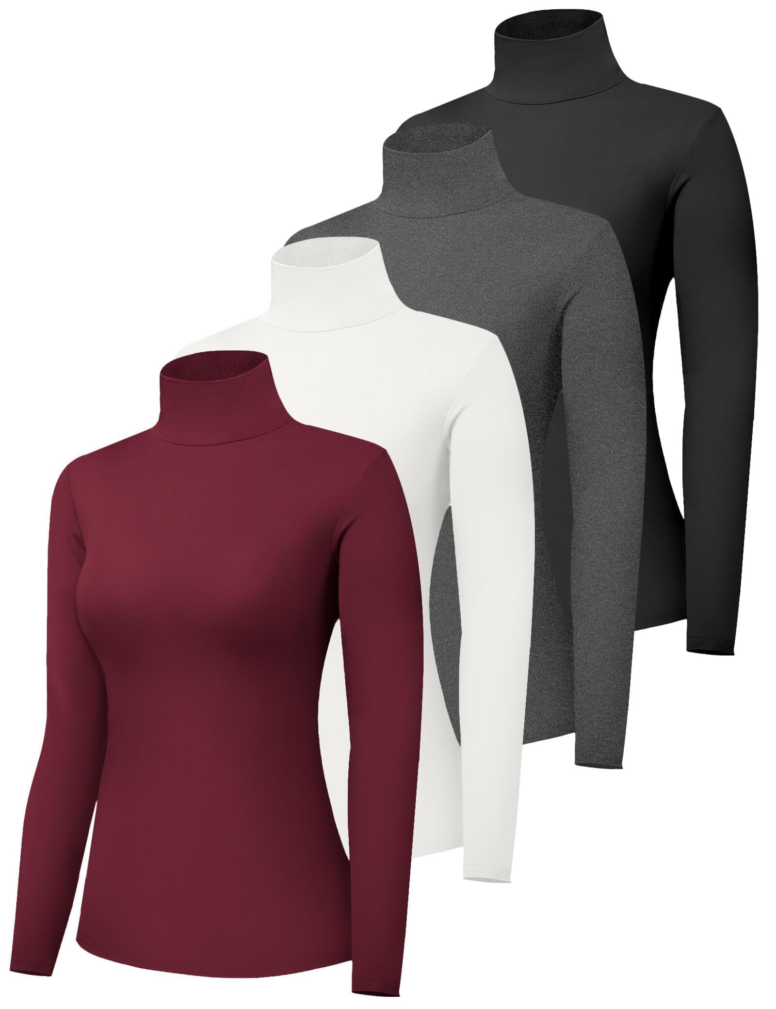 4 Pack Women’s Turtle Neck Long Sleeve Shirts Fall Fashion Turtleneck Baselayer Undershirts Tops Underscrub-image-1