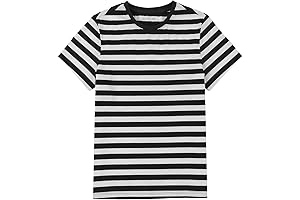 Boys Black and White Striped Short Sleeve T- Shirt